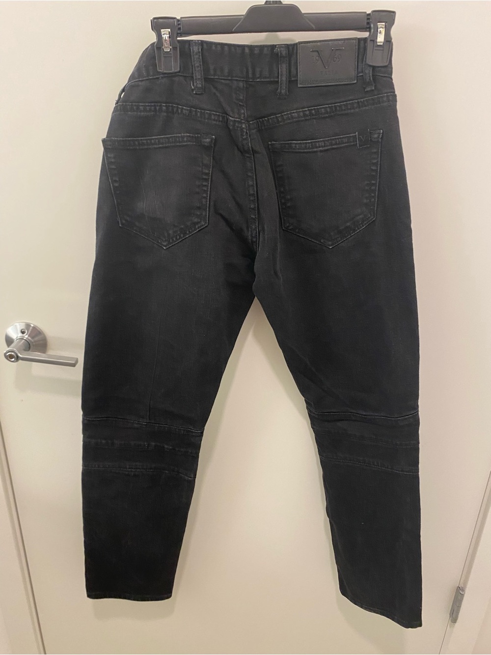 Versace V1969 Black Mens Slim Moto Biker Jeans